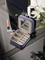 Travel Jewelry Organizer Boxes for Women Small Portable Necklace Earrings Bracelet Rings Travel Case Best Friend Birthday Gifts for Women Trendy (04_Suede_Touch_Dust_Lavender)