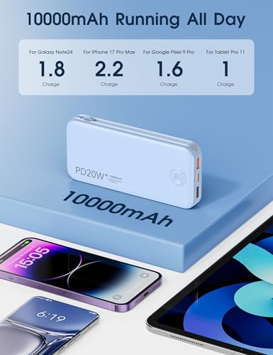 Portable Charger 10000mAh Fast Charging w (Cerulean)