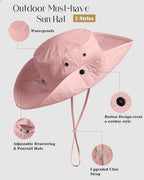 Sun Hats for Women Ponytail Wide Brim Summer Packable Cowboy Hat (One Size / Pink)