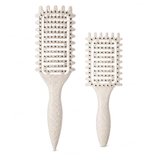 Curl Defining Brush for Curly Hair (2Pcs Beige)