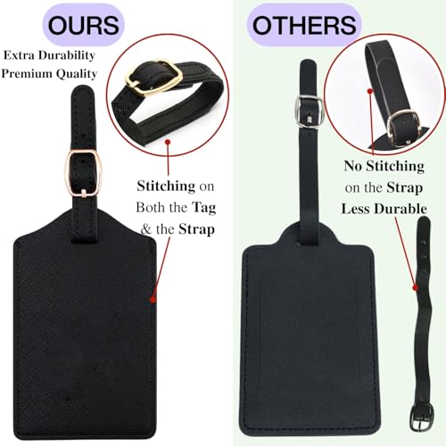 Luggage Tag PU Leather for Suitcase Baggage Handbag Travel Bag Label Suitcase Tag Label Tag w. Name Card & Privacy Cover (G)