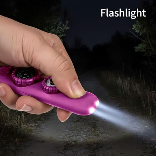 Multifunctional Survival Emergency Whistle for Kids with Compass Hiking Survival (rose purple2pcs)