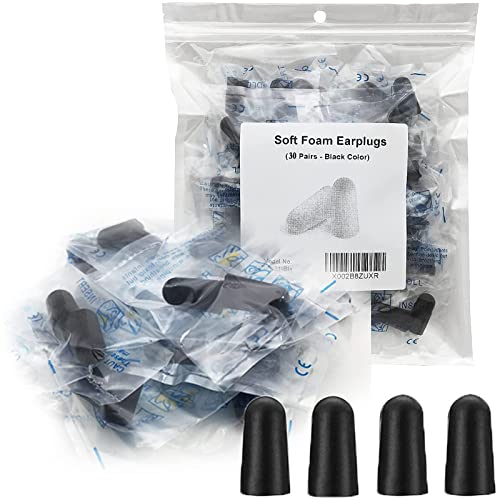 30 Pair Earplugs for Noise Cancelling Noise Blocking Ultra Soft Ear Plugs for Sleeping Study Work Black (30 Pairs - Black)