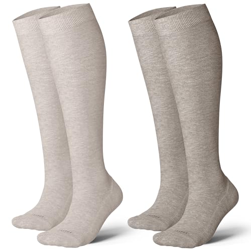 Cotton Compression Socks for Women&Men 20 (2 Pairs-brown / Medium-Large)