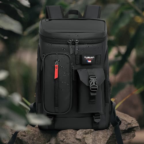 36 Cans Backpack Cooler Insulated Leakproof PU Soft Large Cooler Bag (Black-Pu)