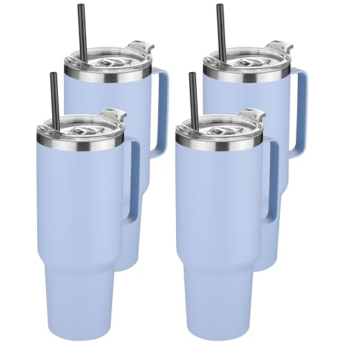 40 oz Stainless Steel Tumbler with Handle (Light Blue / 40 Ounces-4)