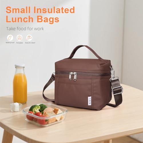 NOL 4 Liters Small Insulated Lunch Bags for Women Cooler Bag Lightweight Nylon Waterproof Lunch Box For Work （Small (Coffee / Small (4 Liters))