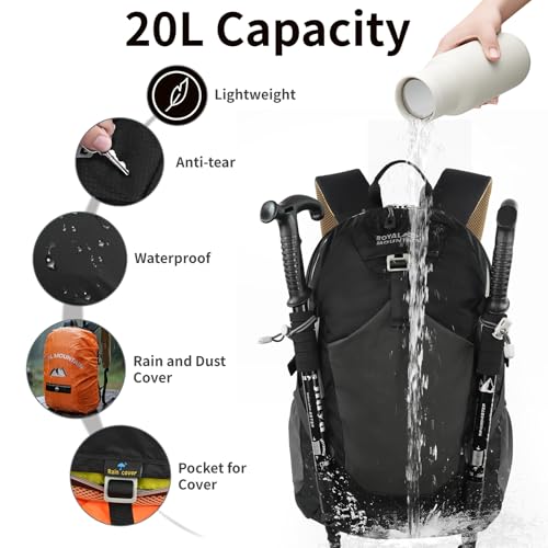 20L Hiking Backpack With Rain (Black2.0 / 20L)