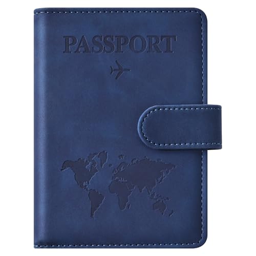 Passport Holder for Travel Essentials (dark blue / Magnetic Clasp)