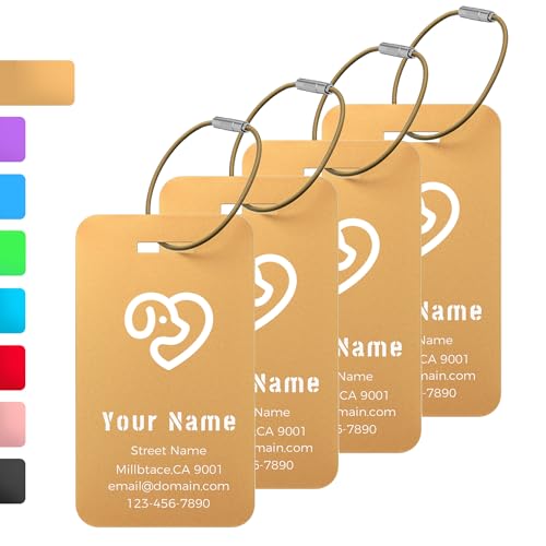 4PCS Personalized Luggage Tag (Gold / Large)