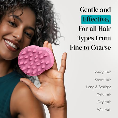 2 Pack Large Scalp Massager Scrubber Shampoo Brush for Hair Growth (Pink & Purple)