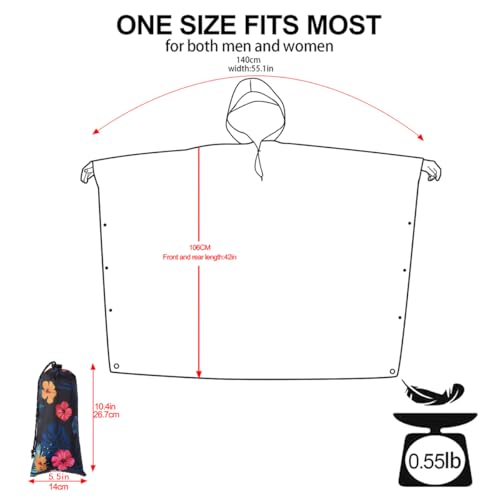 Reusable Rain Poncho for Adults (One Size / Blossom)
