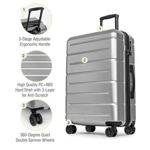 24 Inch Luggage (Silver / Checked-Medium 24-Inch)