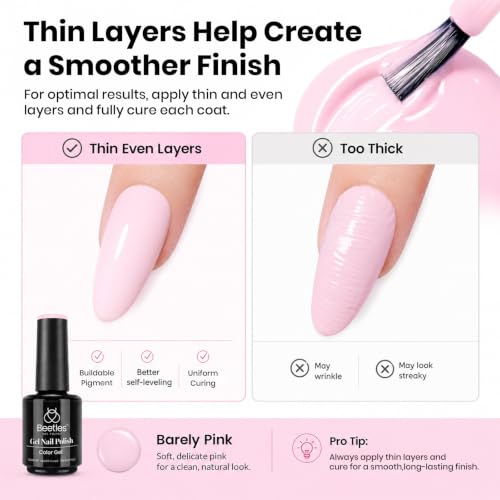 Beetles Pink Gel Polish (B - Creme Pink | Barely Pink)