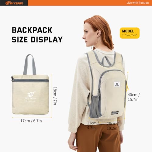 Small Daypack 10L Hiking Backpack Packable Lightweight Travel Day Pack for Women Men (10l / Cream)