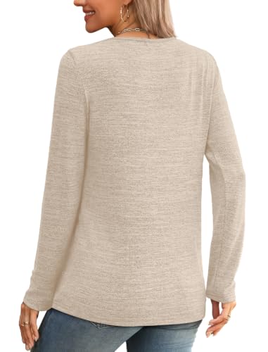 Women's Tops Tees & Blouses Long Sleeve Linen Shirts Plus Size Clothes XL (X-Large / Apricot)