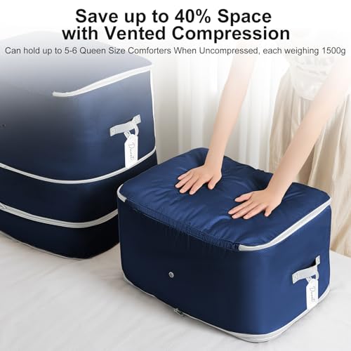 Comforter Storage Bag (Navy Blue / 130L (3-Layer Compression))