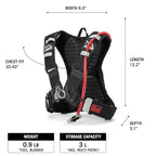 MTB Hydro Hydration Pack with Hydration Bladder (3L, White)