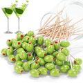 100 Pcs Olive Cocktail Picks 4.7 Inch Martini Picks Olive Bamboo (Olive)
