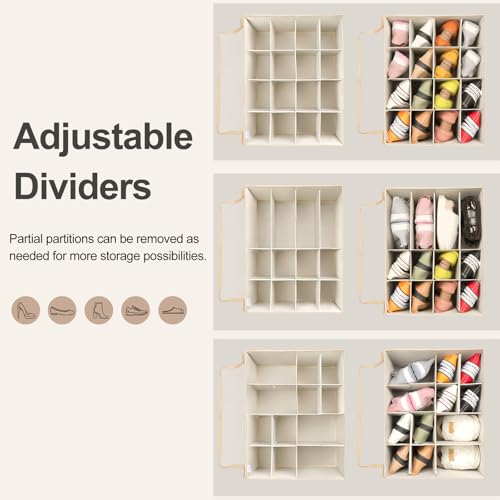 Shoe Organizer for Closet (Jute / Large(20.87''L x 16.54''W x 13.5''H))
