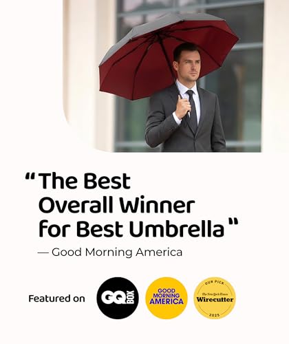Repel Windproof Travel Umbrella (Black + Red 1-Pack / Standard)