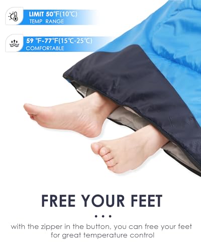 Sleeping Bag for Kids Adults Boys Girls Youth (3.3lb Sky Blue)