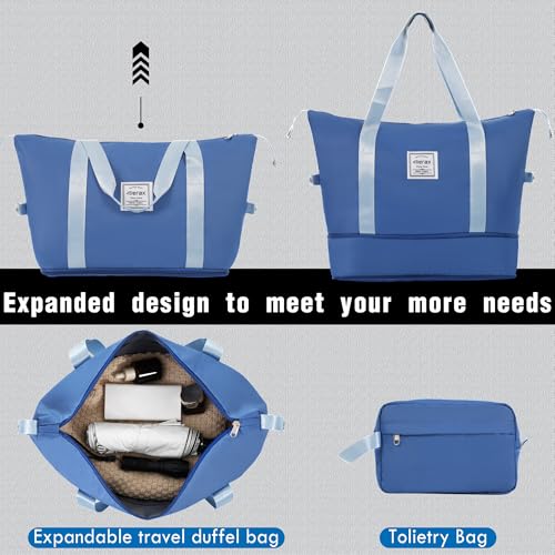 Luggage Set Expandable 2 Piece Suitcase Sets with Spinner Wheels (2-piece Set / Blue(20/28+bags))