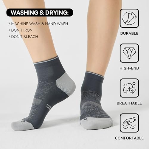 Ankle Compression Running Athletic Socks for Men Women (XX-Large / Grey (5 Pairs))