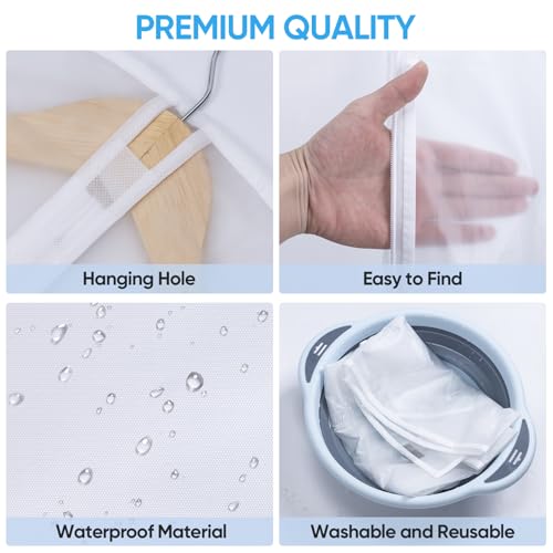 6PK Garment Bags for Hanging Clothes (40" 6PK / White-Translucent)