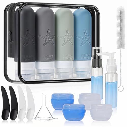 18 Pack Travel Bottles for Toiletries (06-Gray)