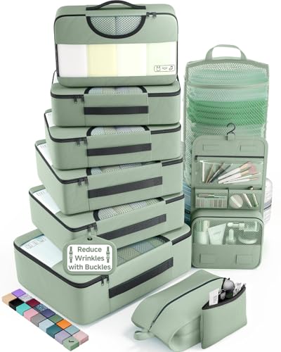 10 Set Packing Cubes for Travel Essentials (09 Matcha Green)