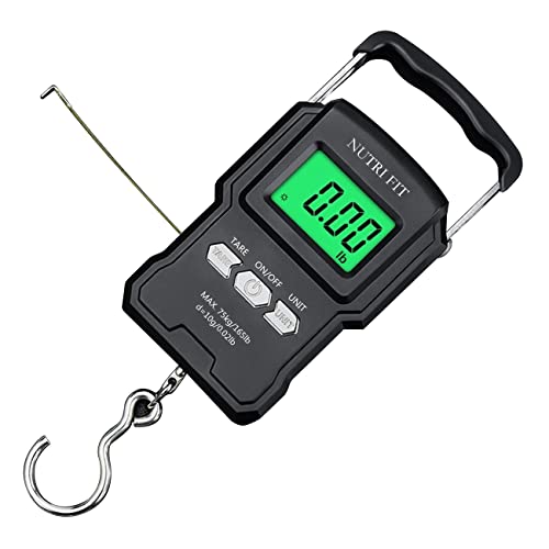 Luggage Scale Fish Weighing Digital Handheld Suitcase Weigher (Black with Tape)