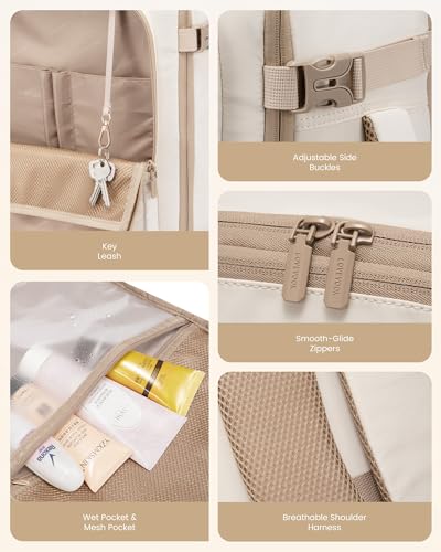 Travel Backpack for Women & Men (Beige / 19 Inch - 4 Pcs)