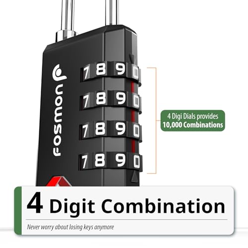 TSA Approved Cable Luggage Locks (Black 4 Digit 3 Pack)