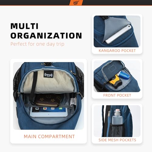 Sling Bag RFID Crossbody Sling Backpack Cross Body Shoulder Bag Travel Hiking Daypack for Women Men (Blue)