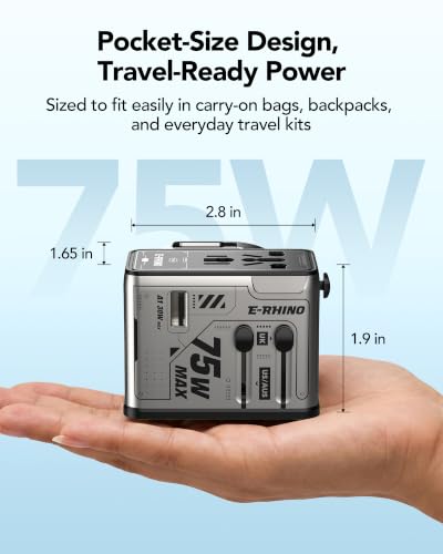 75W 5 Port Universal Travel Adapter (Grey)
