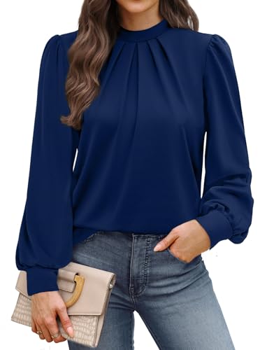 Womens Tops Fall Outfits for Women 2026 Long Sleeve Shirts for Women Blouses Dressy Casual Trendy Fashion Work Early Fall Clothes Business Casual Tunic Tops Winter Clothing Navy Blue 2XL (06 - Navy Blue / XX-Large)