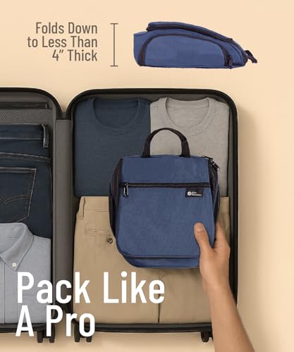 D&D Wanderlust Hanging Travel Toiletry Bag for Women & Men (1 Pack Blue)
