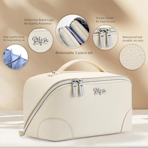 Travel Makeup Bag Cosmetic Bags for Women (C-3-White)