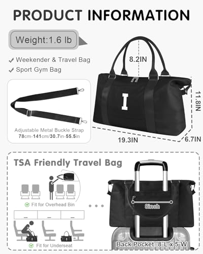 Dance Gym Duffel Bag Gifts for Girls Teen (Black / I)