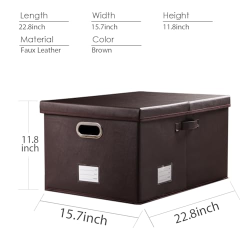 Collapsible Storage Box with Lid [1 (Brown / X-Large(1-Pack))