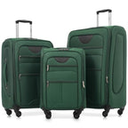 Softside Luggage Set Softshell Lightweight 3 Piece Spinner Suitcase (Softside Luggage(22/26/30) / Dark Green)