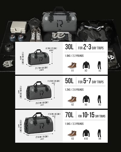 Waterproof Motorcycle Duffel Bag Tail Bag 50L Dry Bags Luggage (50L / Grey)
