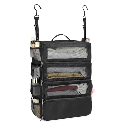 Suitcase Organizer Travel Bags Organizer for Luggage Compression Hanging Packing Cubes for Travel Carry on Closet (Medium / Black)