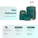 Carry On Luggage 22x14x9 Airline Approved Suitcase with Wheels (Teal / 3 Piece Sets (20/BP/TB))