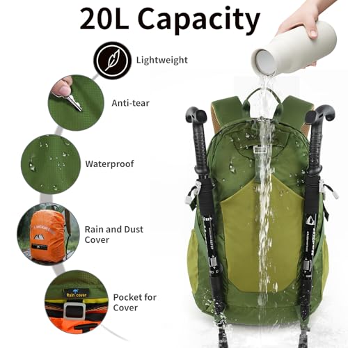 20L Hiking Backpack With Rain (Green 2.0 / 20L)