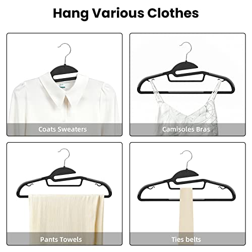 Heavy Duty Plastic Hangers 50 Pack with Non (Black / 50 pack)