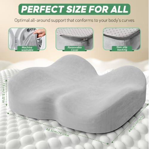 Memory Foam Seat Cushion (Grey / 15.75×18.50×1.97 / 4.13 inch)