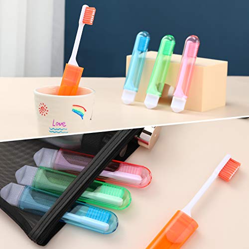 8 Pcs Travel Toothbrush Mini Foldable with Case (Bright Color)