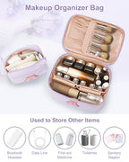 Personalized Initial Makeup Bag for Women Teen Girls (Purple)